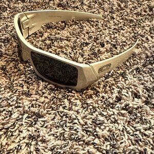 Oakley Style White Wraparound Sunglasses with Dark Lenses